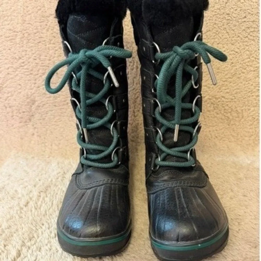 Sorel Tofino II Black Green Waterproof Winter Snow Boots Womens 6.5 NL3029-010
